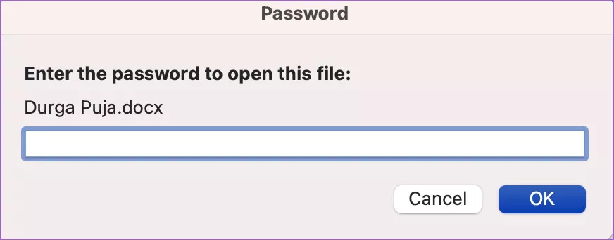 یک پیام برای وارد کردن رمز عبور ظاهر می‌شود.